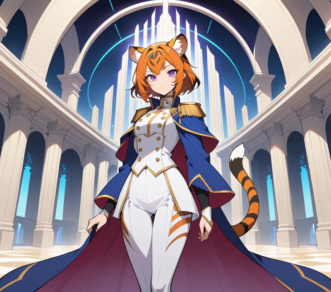紫羅蘭眼虎女戰士身穿軍事披風制服