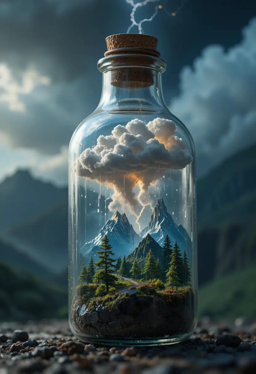 玻璃瓶中的迷你風暴奇幻景觀