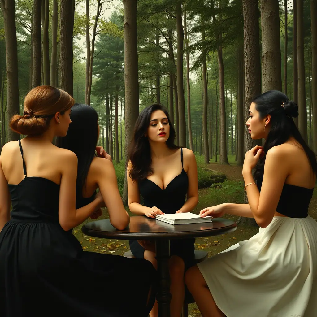森の中の人々の群像画