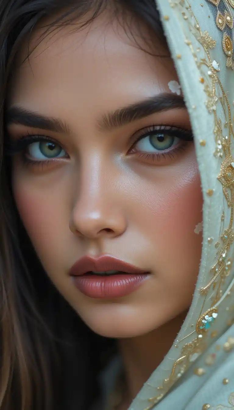 Close up portrait of an East Indian fashion model
