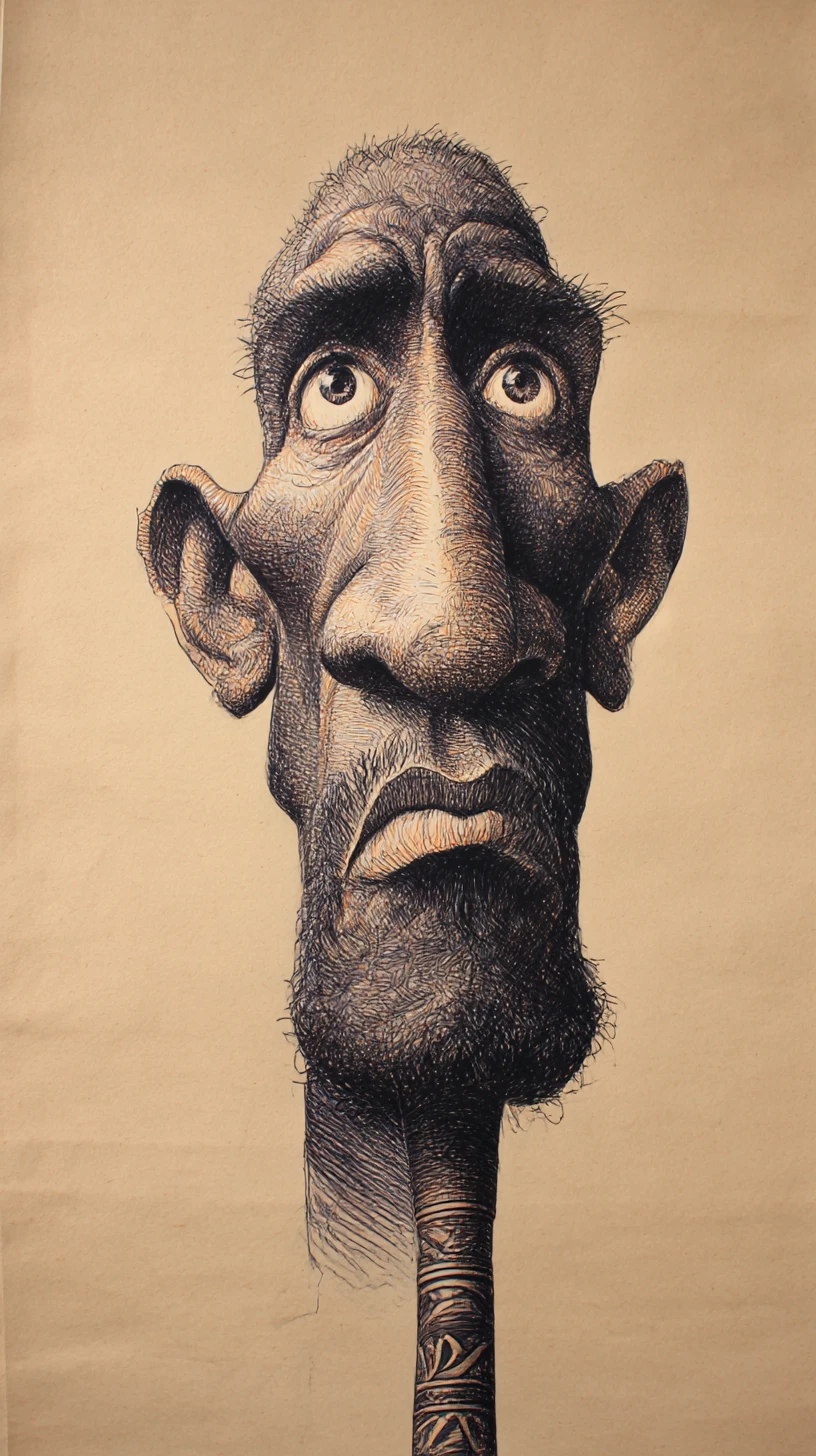 Caricatura gotica di un vecchio flautista egiziano