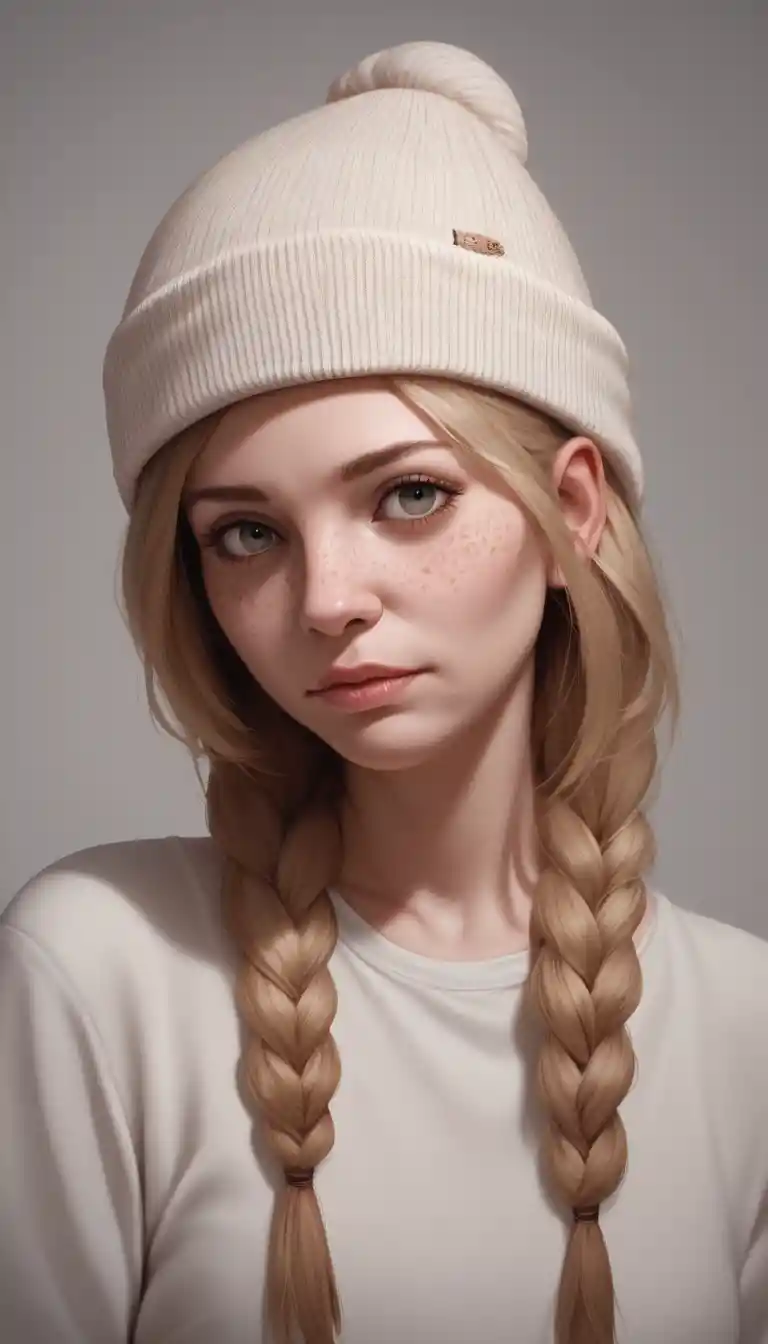 Portrait d’une jeune femme avec bonnet, éclairage cinématographique doux