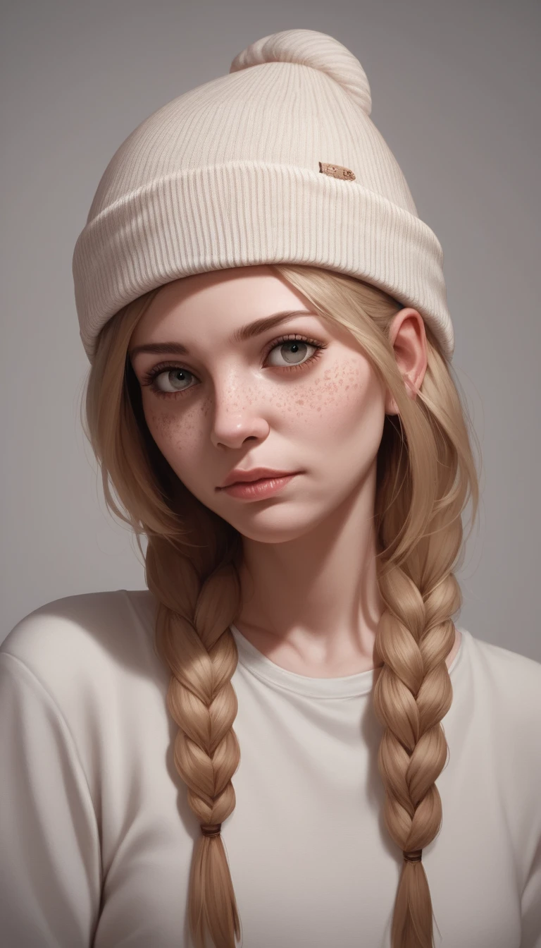 Portrait d’une jeune femme avec bonnet, éclairage cinématographique doux