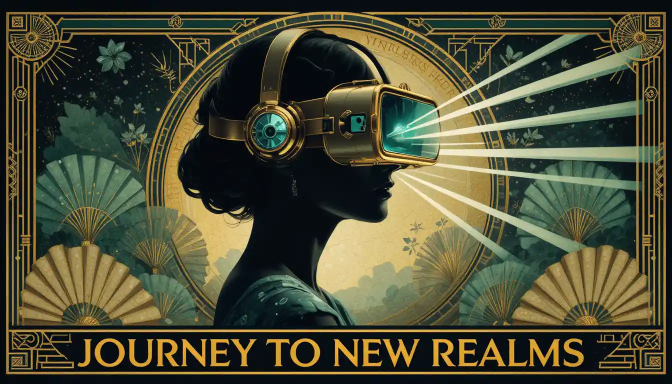 Art-Déco-Flapper-Silhouette mit futurischem VR-Headset