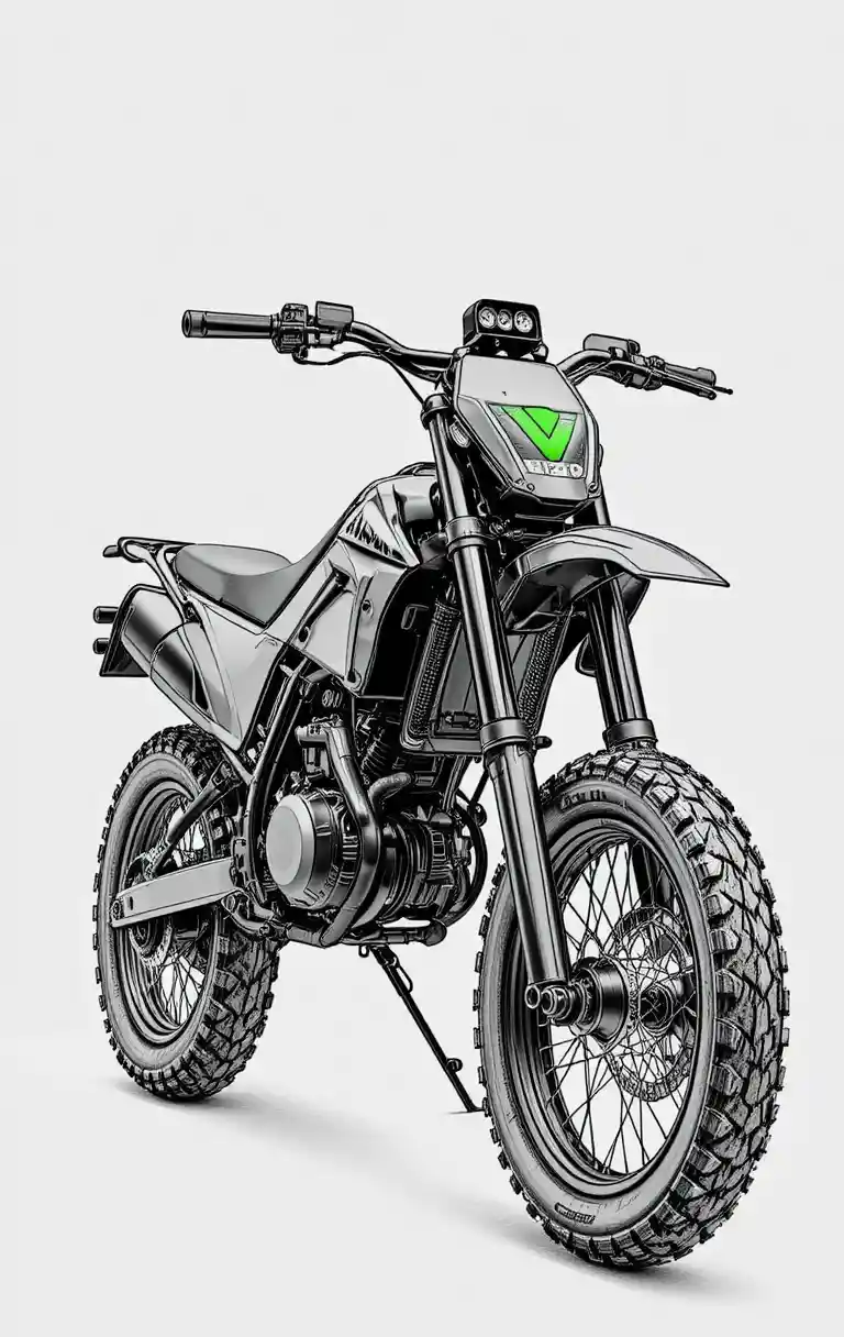 Black electric dirt bike studio shot on white background