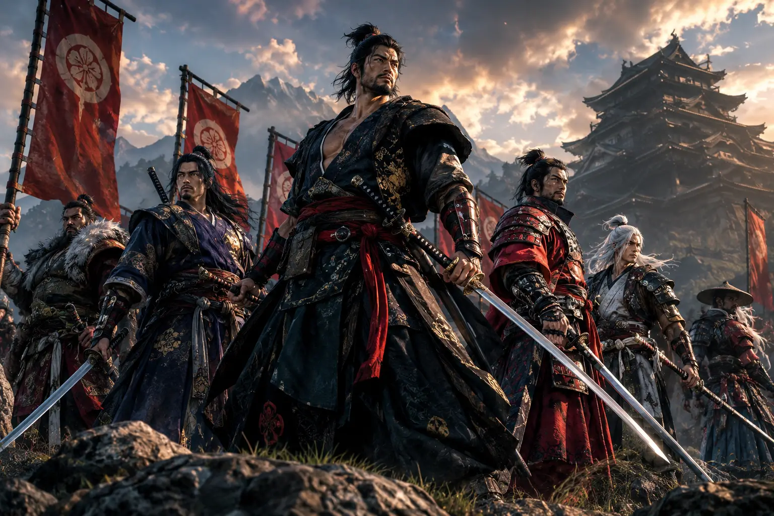 傳奇戰役前手持武士刀擺出英姿的威嚴戰士