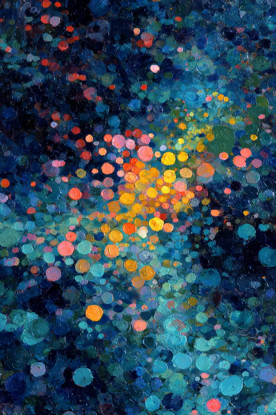 Colorida composición órfica abstracta en profundos tonos índigo