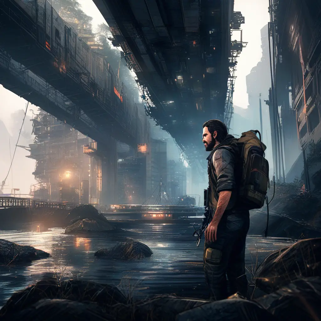 Street level cityscape inspired by dystopian game world