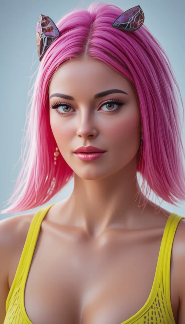 Mujer segura de sí misma con cabello neón en retrato de moda audaz