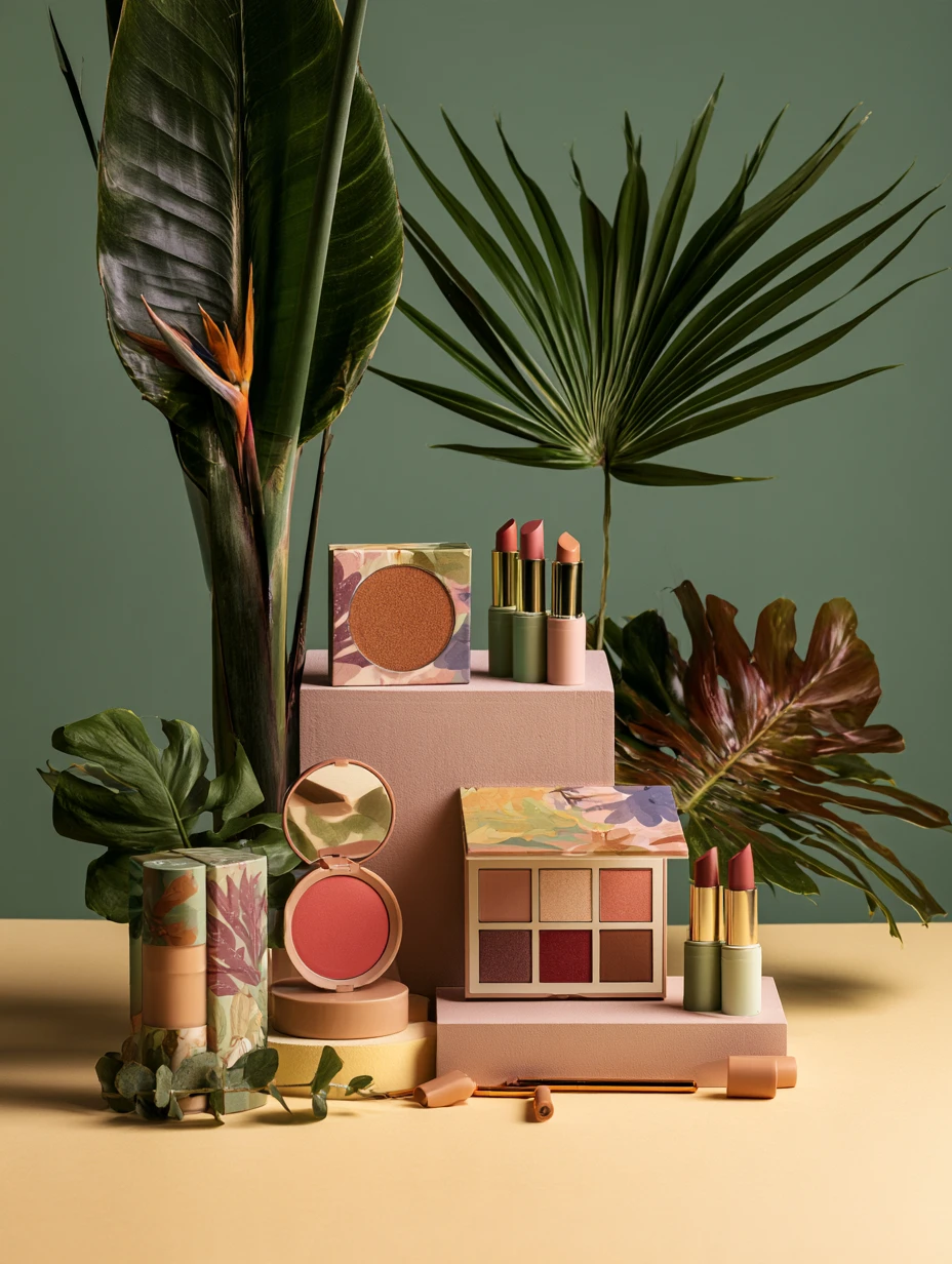 Luxurious warm tone makeup collection with funky packaging