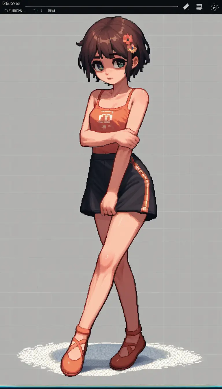 Anime girl practicing ballet chords in a dance studio