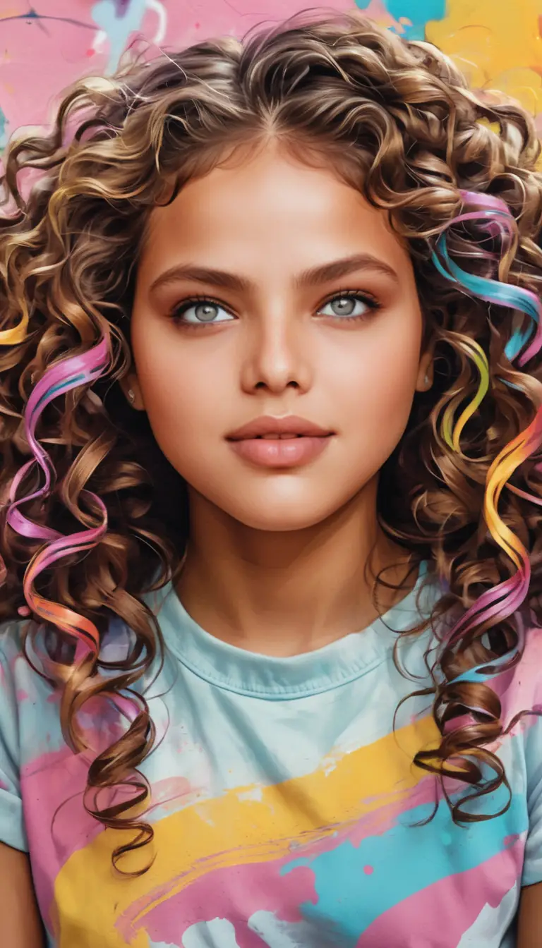 Smiling young girl portrait with soft pastel background