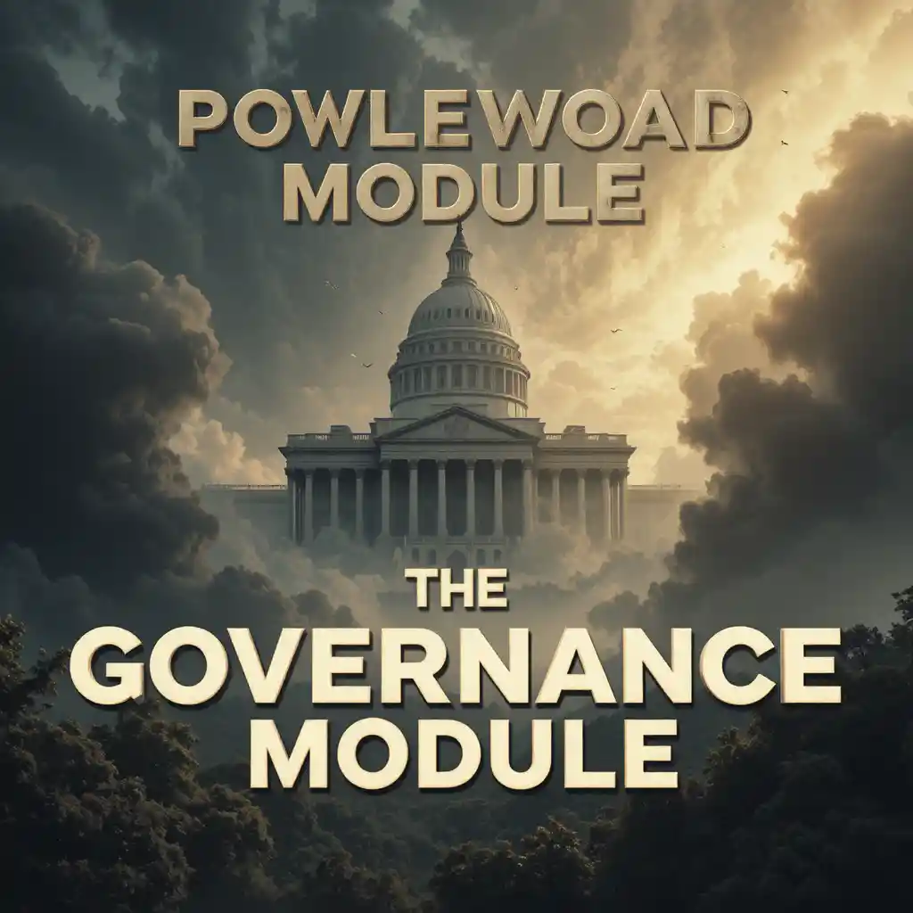 Póster sarcástico de Governance Module con estilo cinematográfico de Hollywood