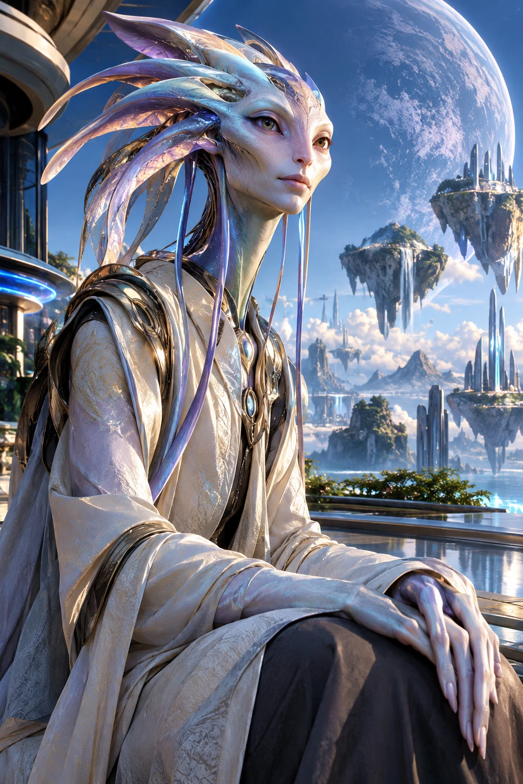 Hyperrealistic portrait of a unique intelligent alien being
