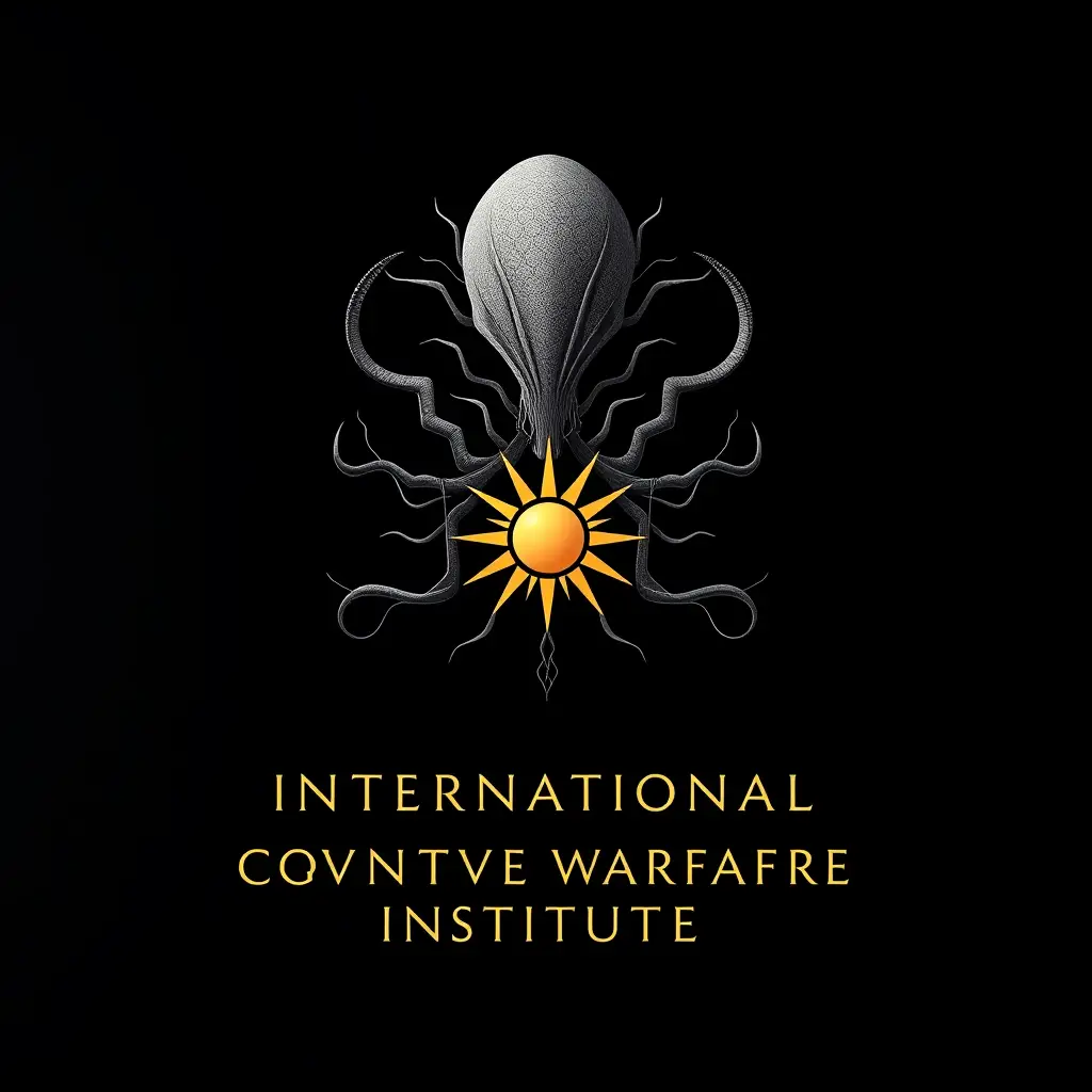 Minimalist poster of an alien creature on black background