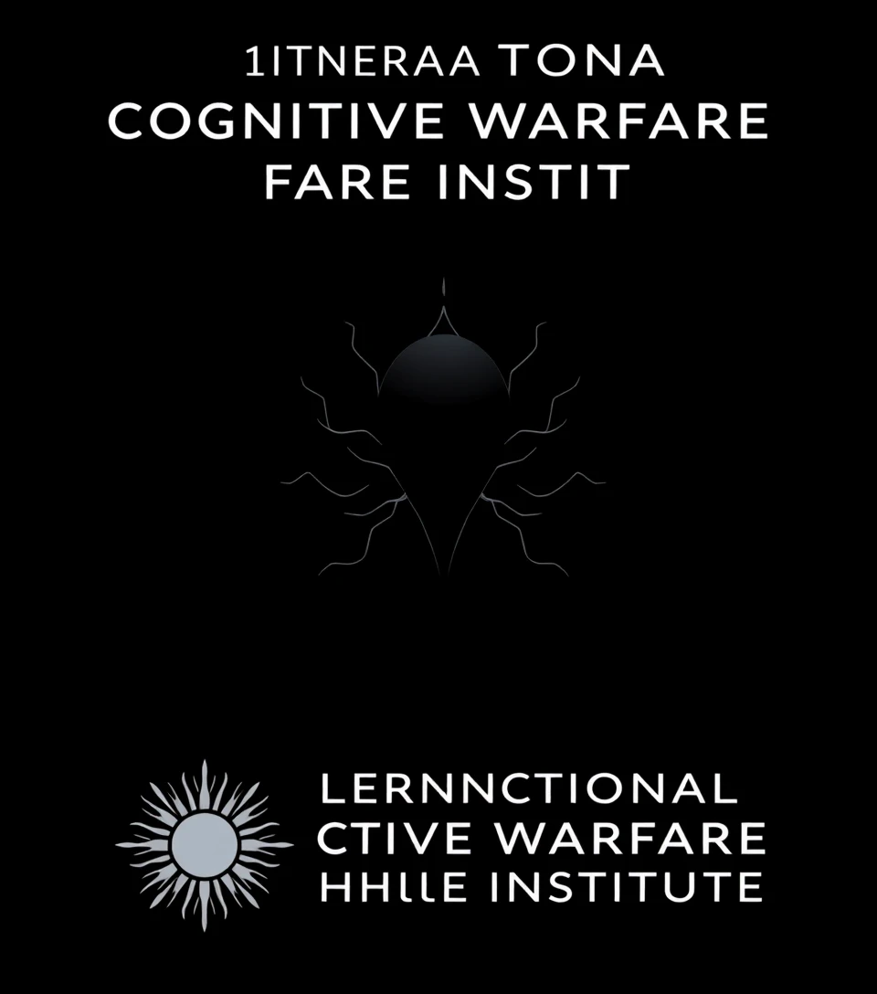 Minimalist alien institute poster on black background