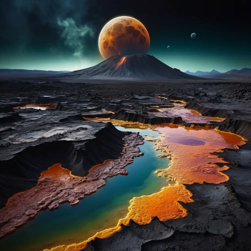 Volcanic plumes erupt from Io beneath looming Jupiter