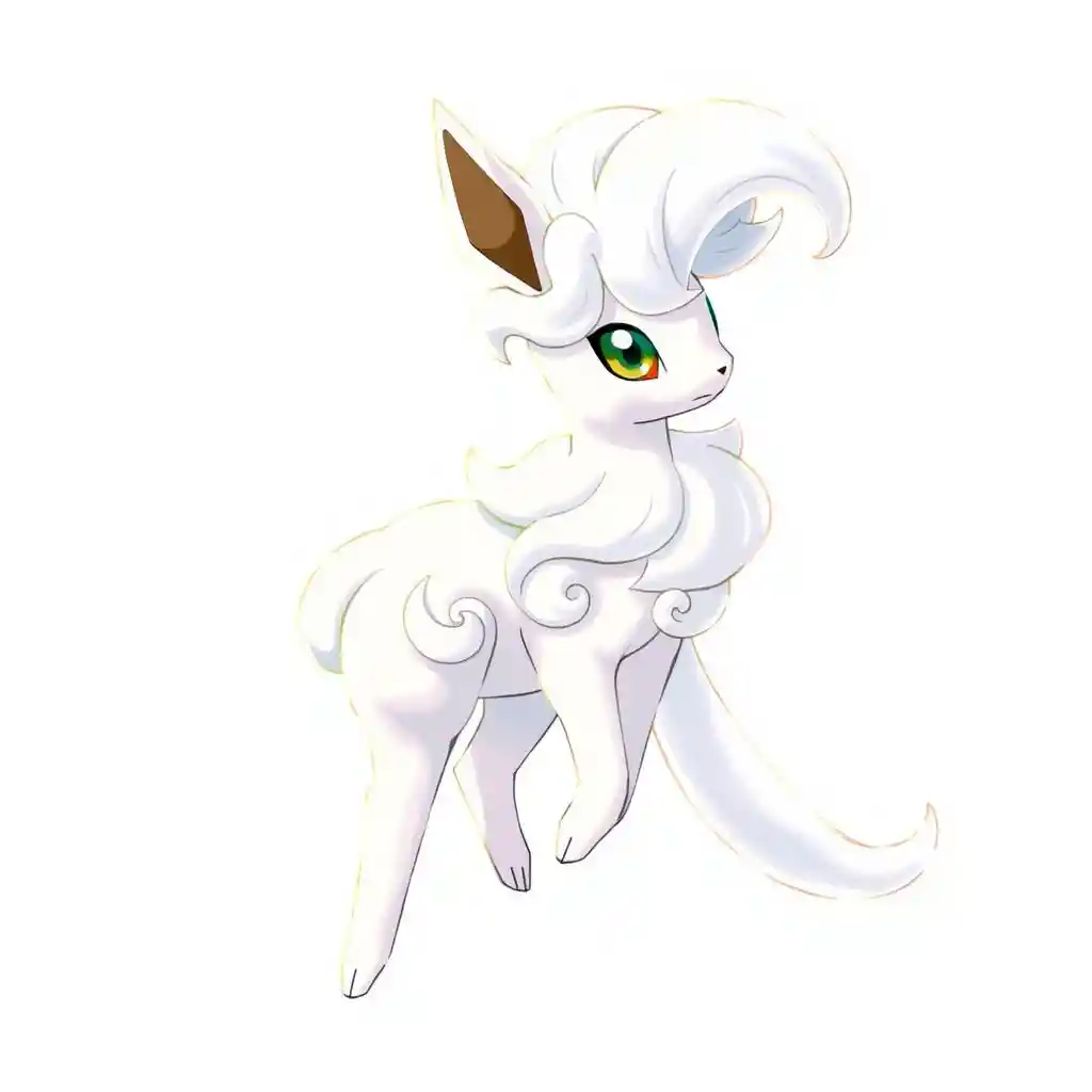 Elegant silver wind fox with flowing curly white fur