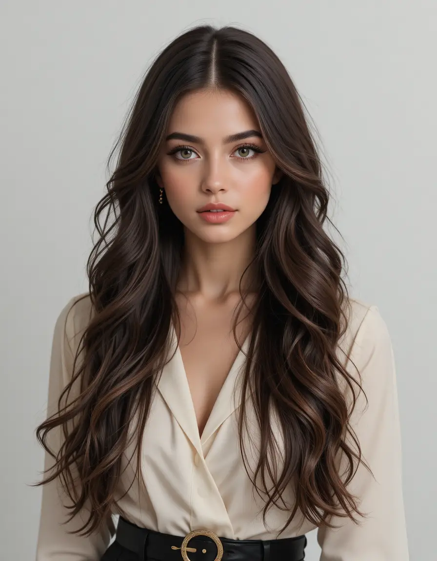 Elegant Italian model headshot with soft studio lighting