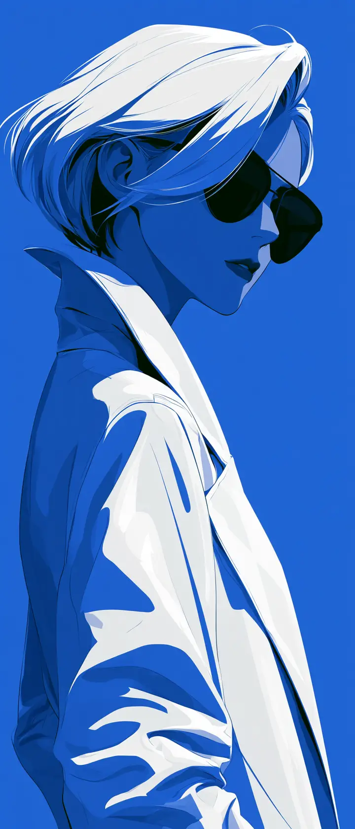 Minimal anime portrait of a stylish aristocratic female vampire