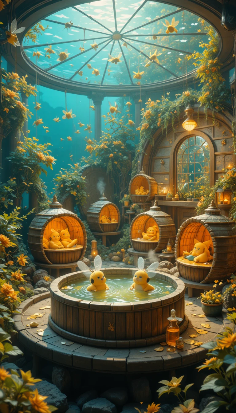 Whimsical Anime Bee Pet Shop Inside A Glass Aquarium