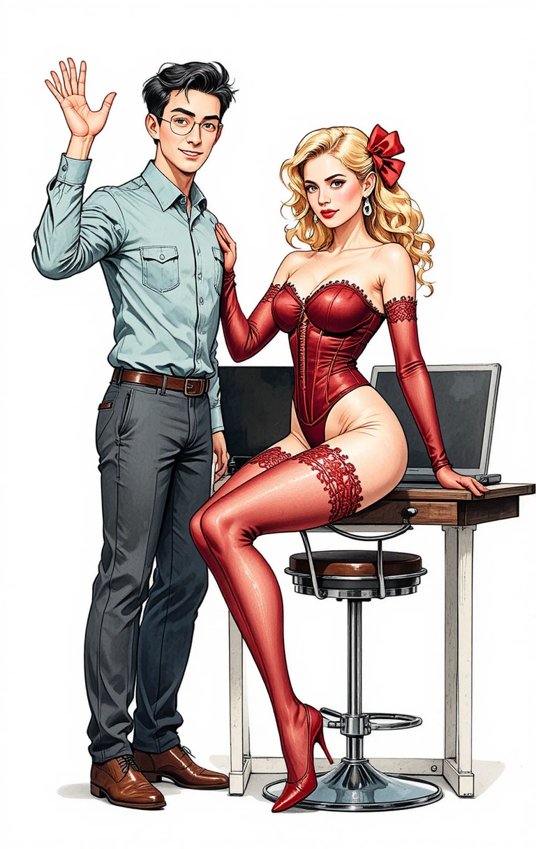 Cartoon office scene with two men at a desk