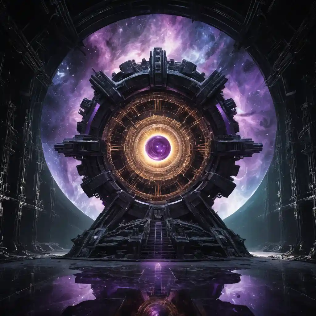 Dimensional forge with cosmic deity shaping stellar metal