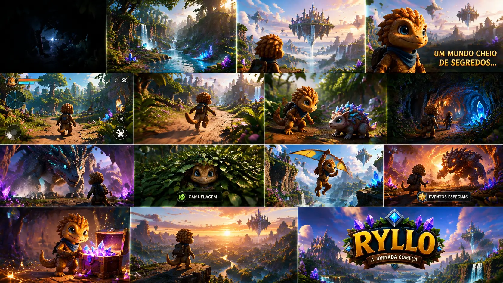 Adventurer Facing A Vast Magical Forest At Sunrise