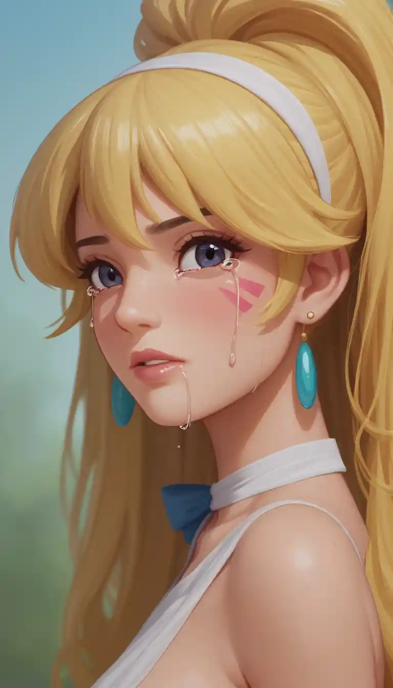 悲傷哭泣的動漫少女側臉特寫