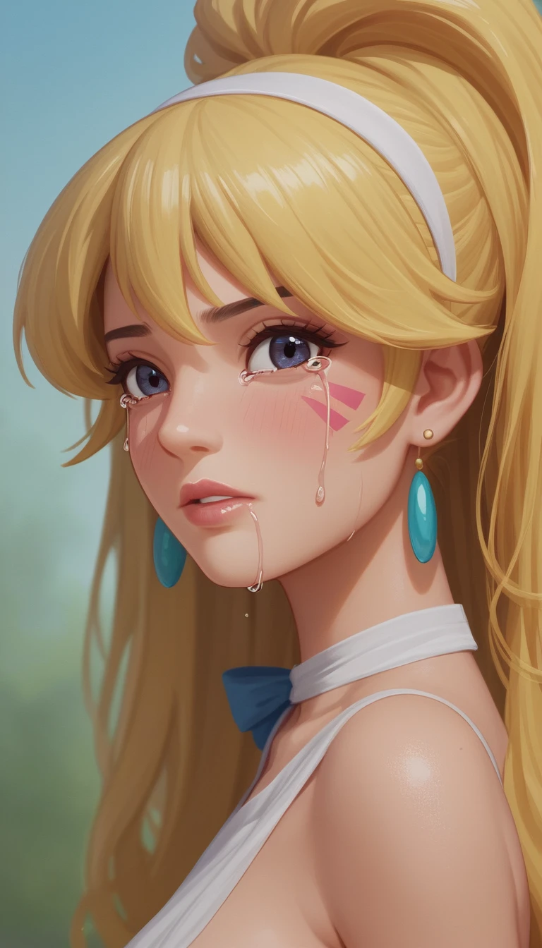 悲傷哭泣的動漫少女側臉特寫