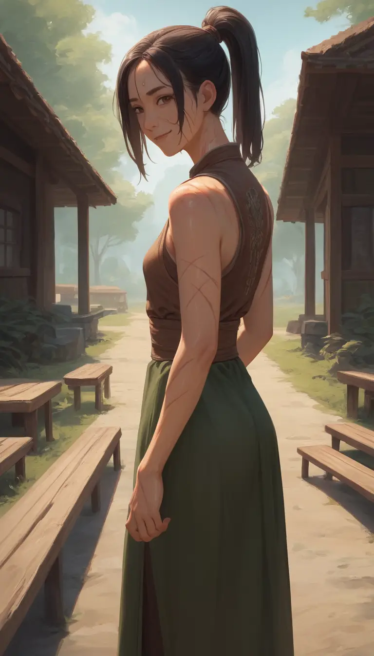 Anime girl in bold outfit inside a quiet boutique