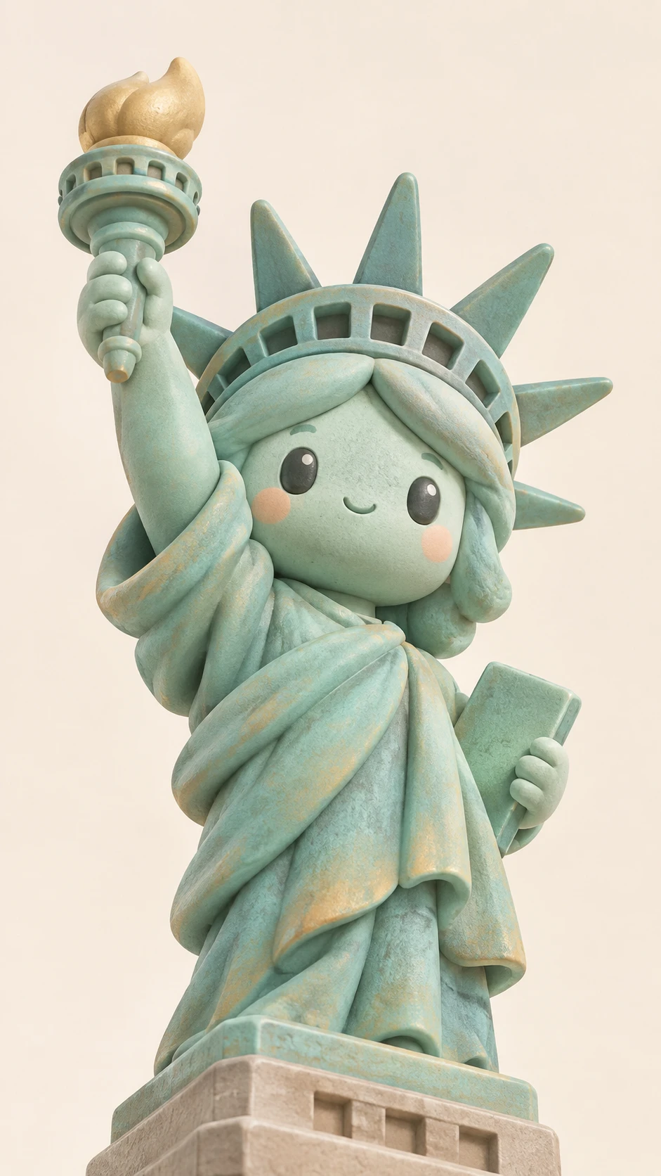 Soft clay statue of liberty in aged copper tones