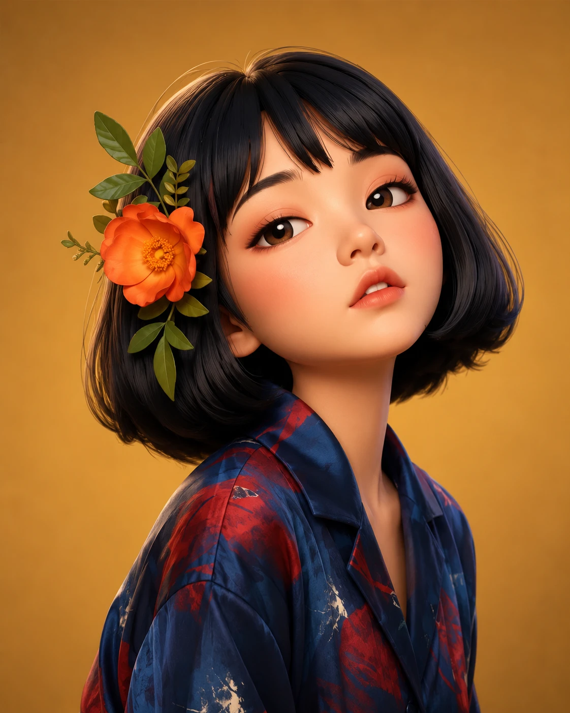 Cute 3d cartoon portrait with soft rounded features