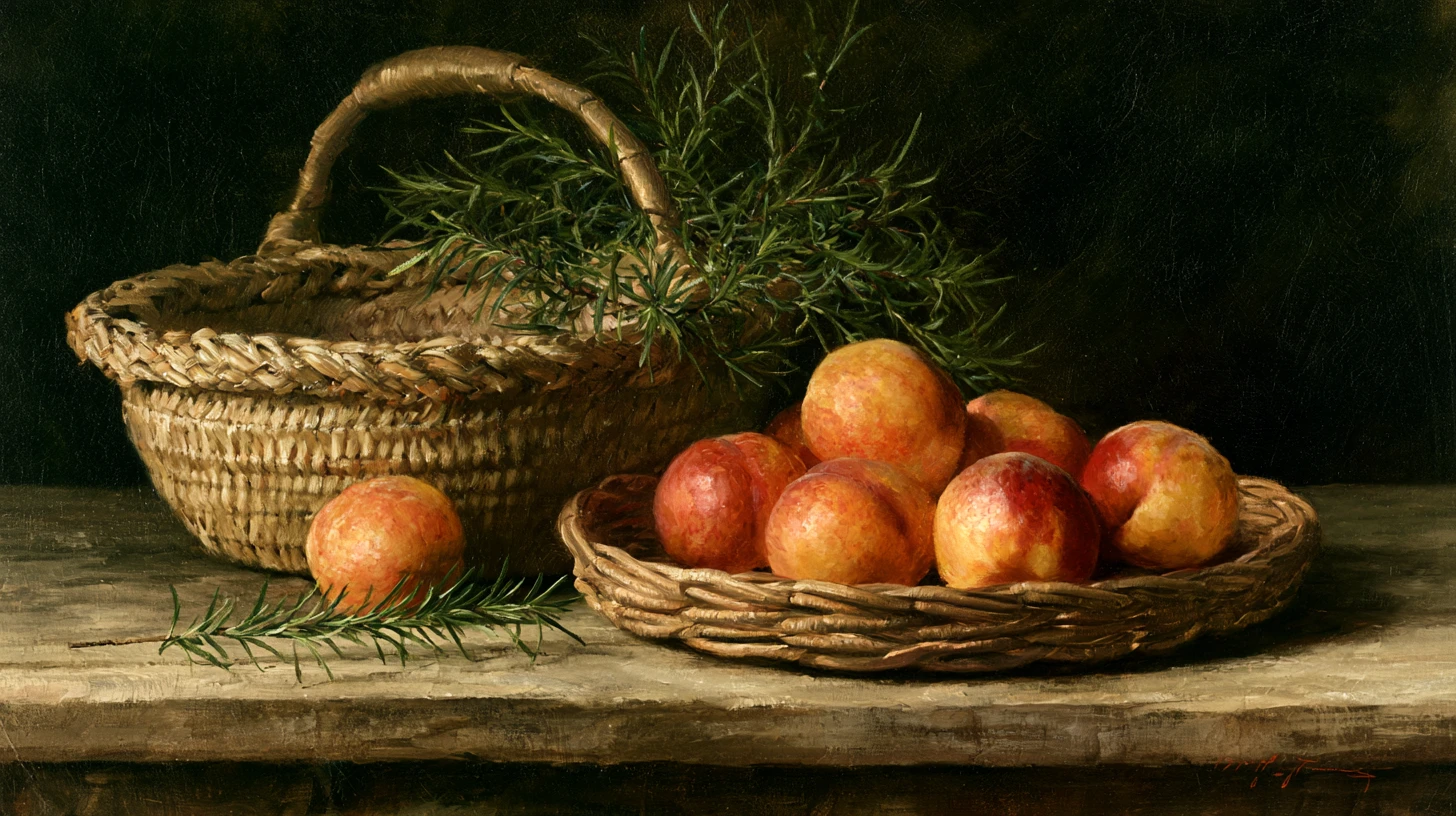 Colorful stone fruit still life on rustic wooden table