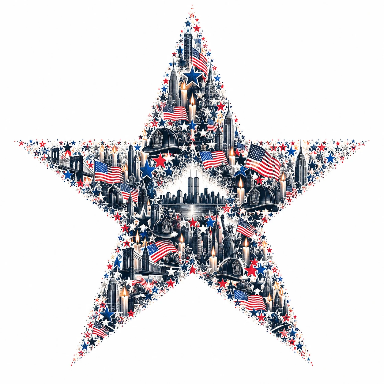 Enormous American Star Built From Tiny Symbolic Marks