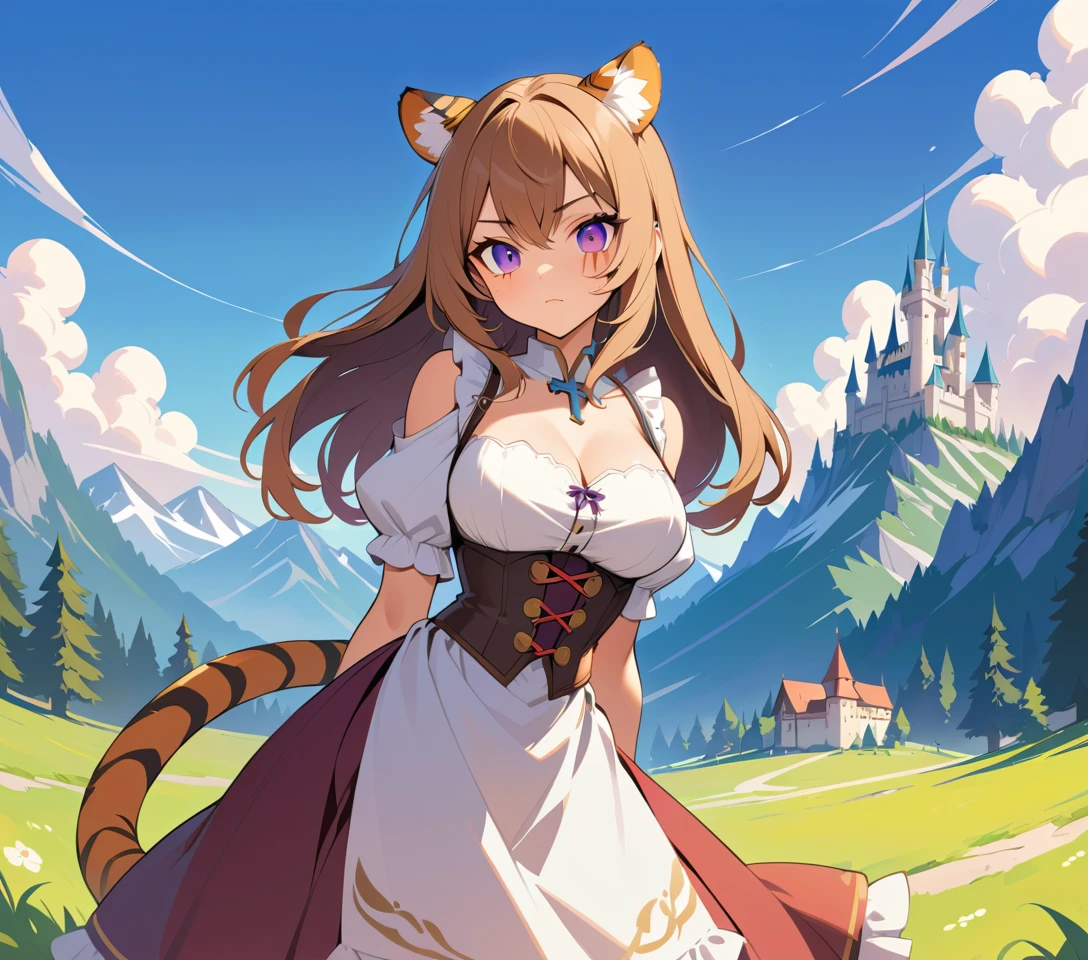 Scarred tigress warrior woman in Bavarian dress