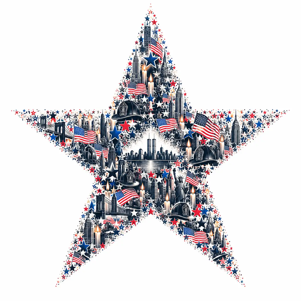 Enormous American Star Built From Tiny Symbolic Marks