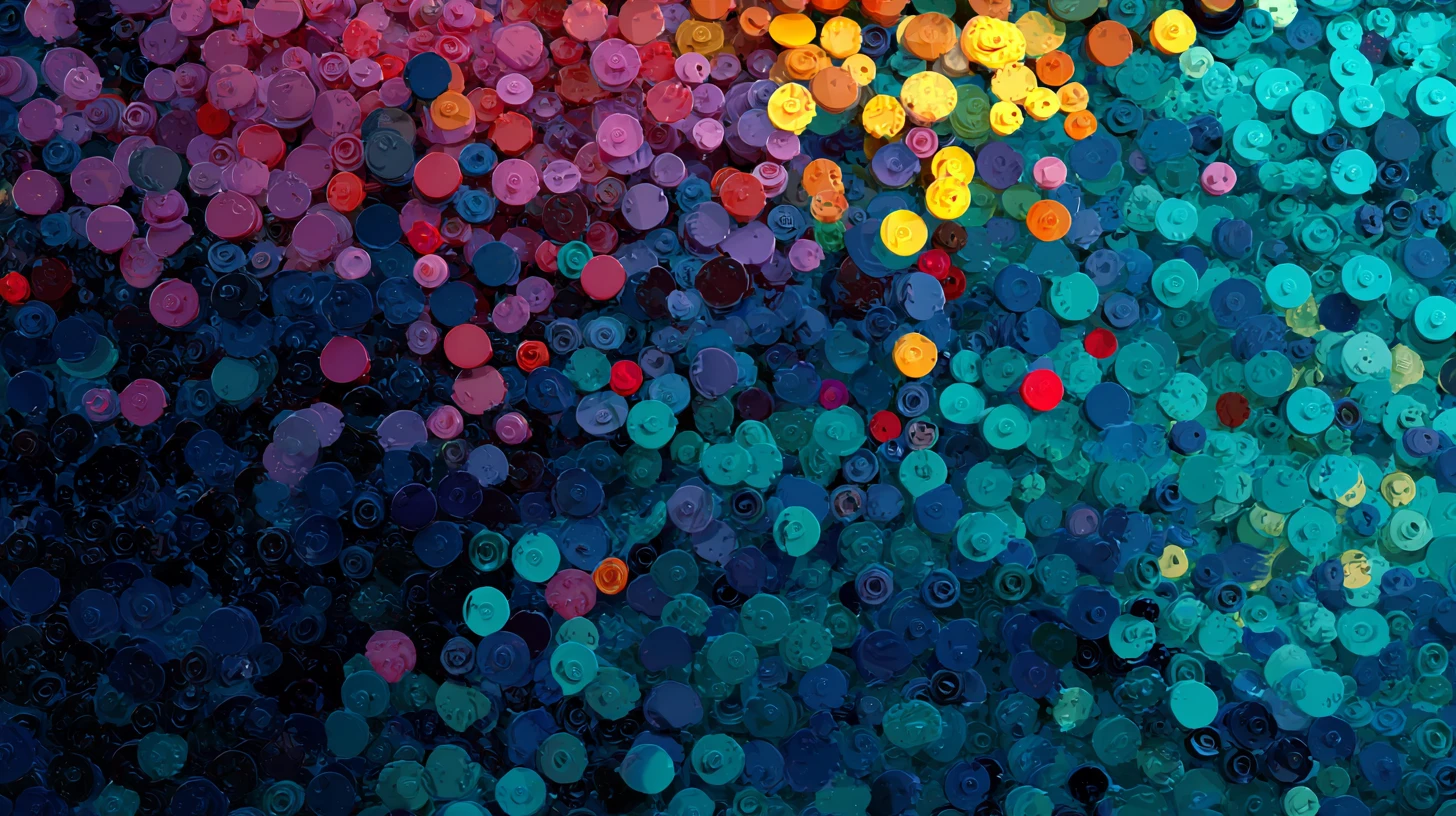 Abstract lego structure in painterly anime style colors