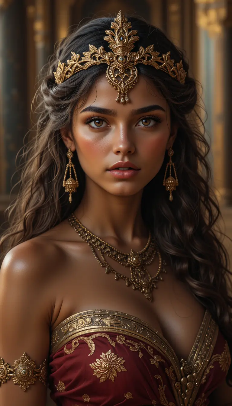 Realistic portrait of an exotic bronze age princess