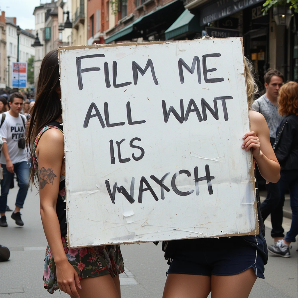 Teenage girls standing together on a busy high street