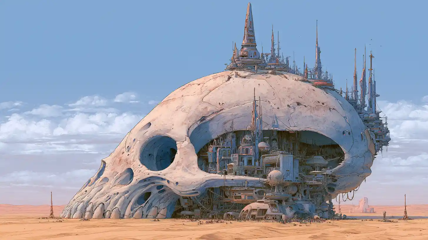 Ancient Alien Skull City On A Vast Desert World
