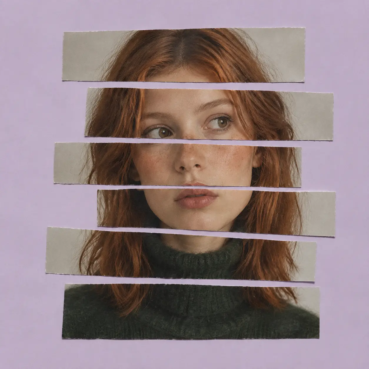 Curious young woman portrait in horizontal strip collage