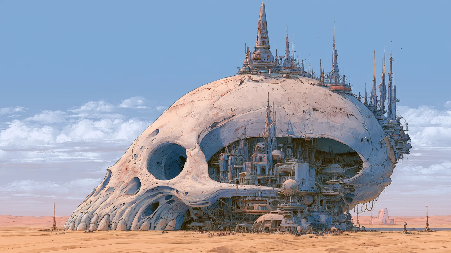 Ancient Alien Skull City On A Vast Desert World