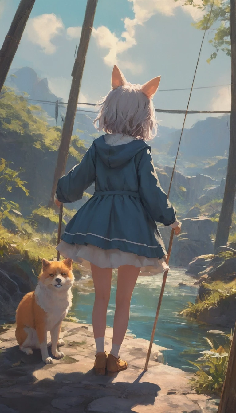 Playful anime cat in a whimsical animal costume painting