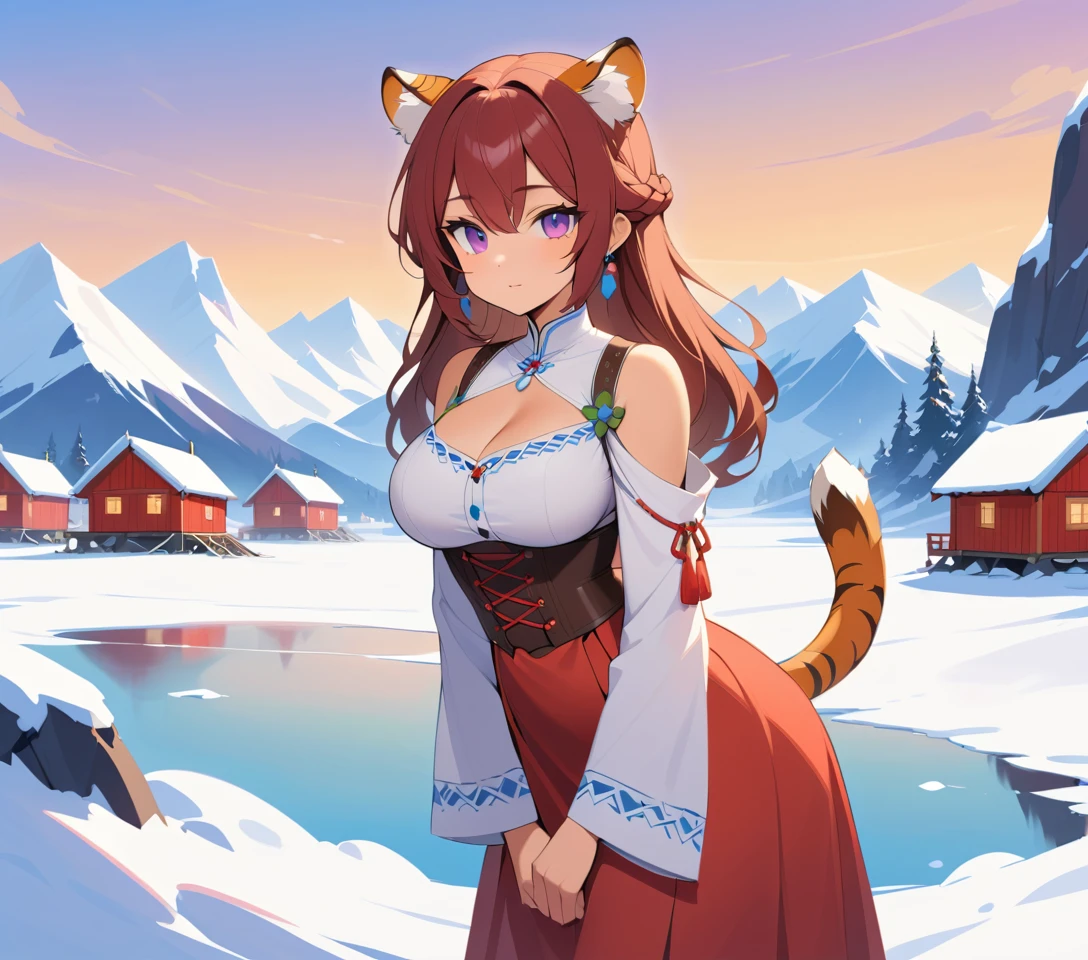 積雪山巒前身披疤痕的虎女與傳統挪威布納德