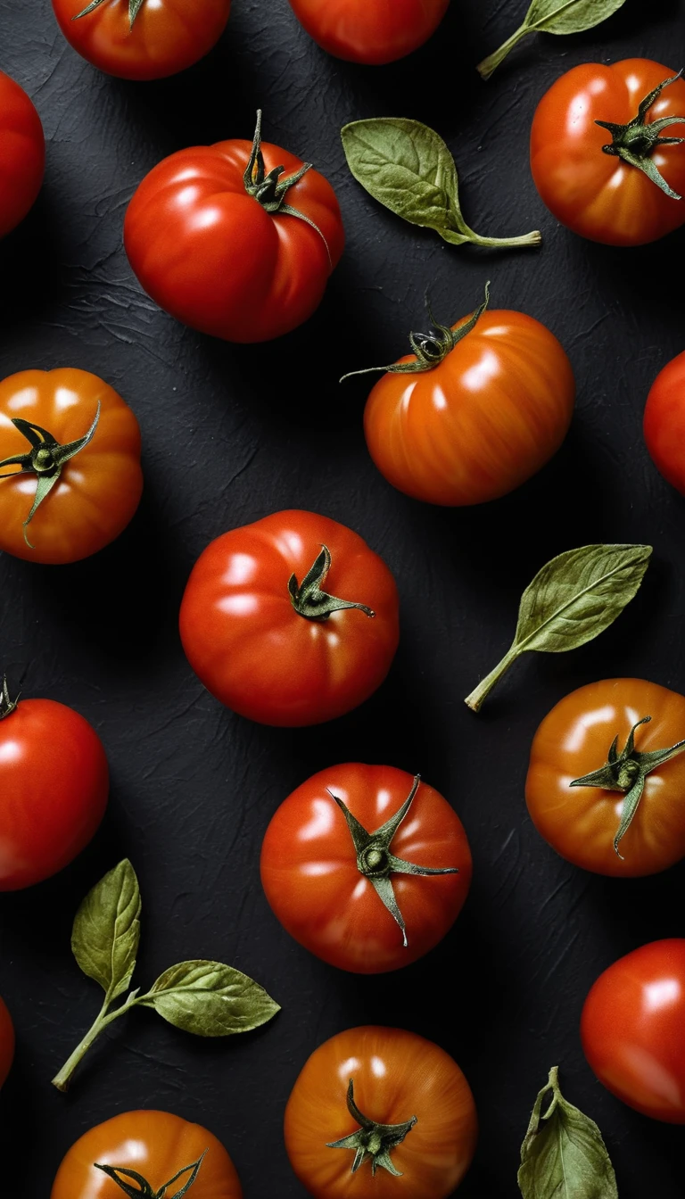 Single ripe tomato in dramatic studio close up