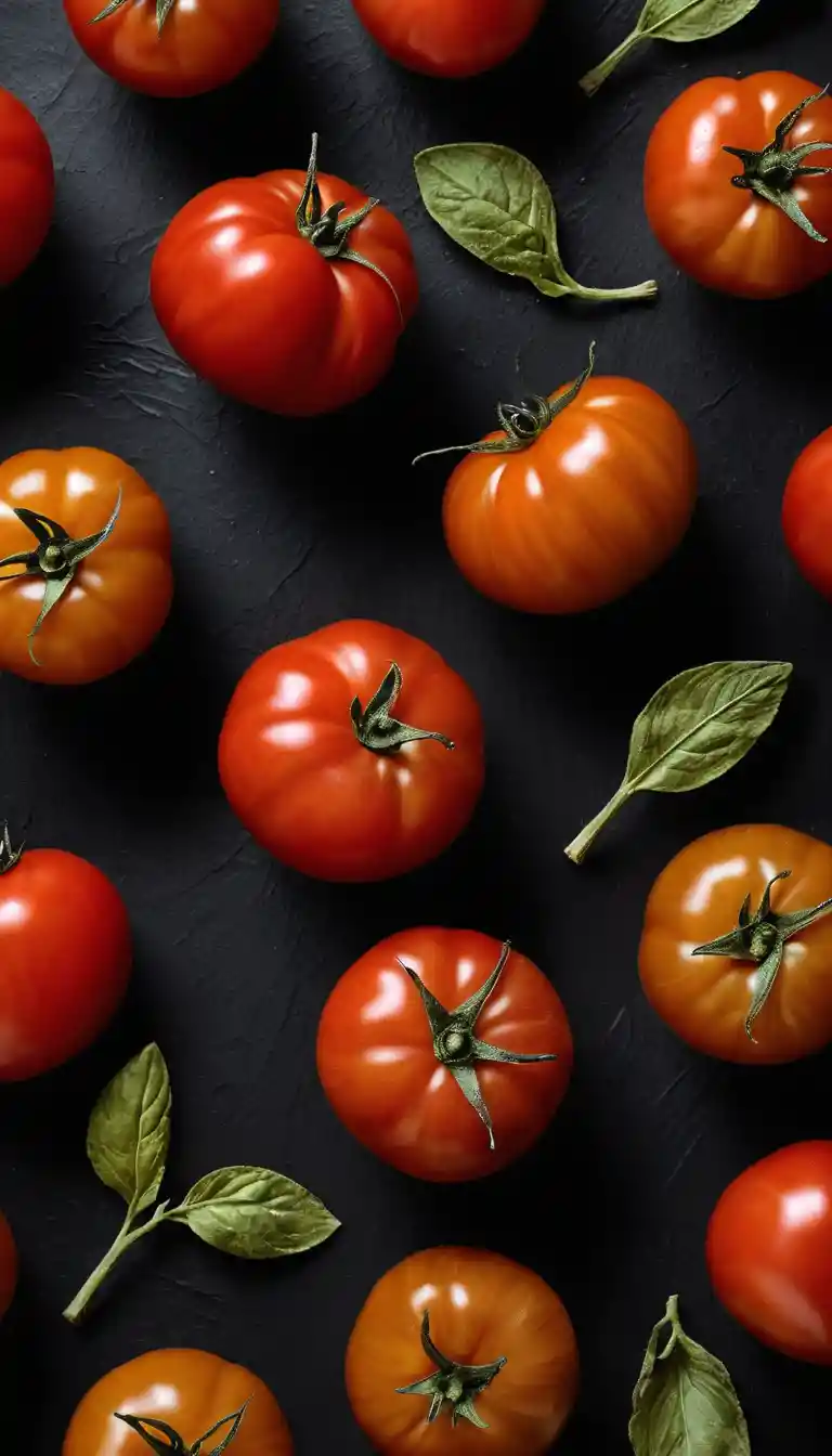 Single ripe tomato in dramatic studio close up