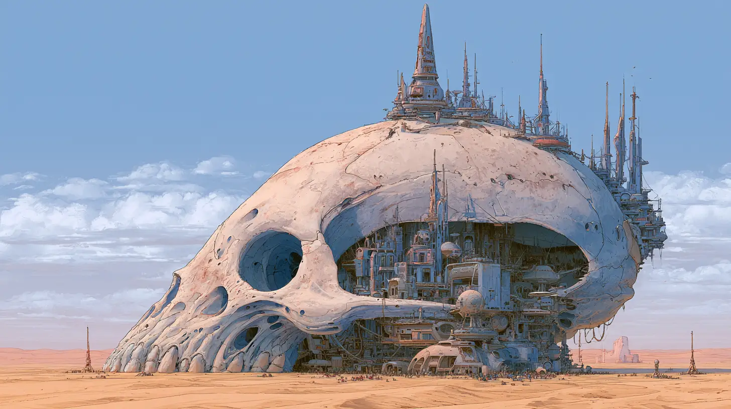 Ancient Alien Skull City On A Vast Desert World