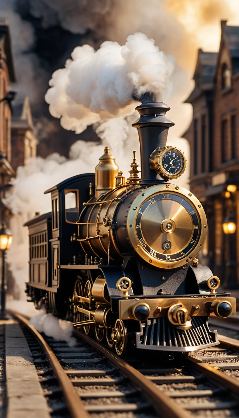 Miniature Steam Train Inside An Open Brass Pocket Watch