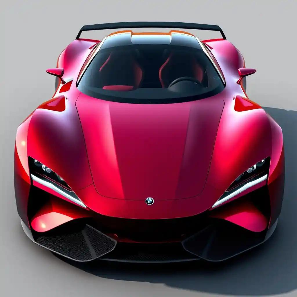 Hypercar électrique rouge futuriste vue de face – design conceptuel